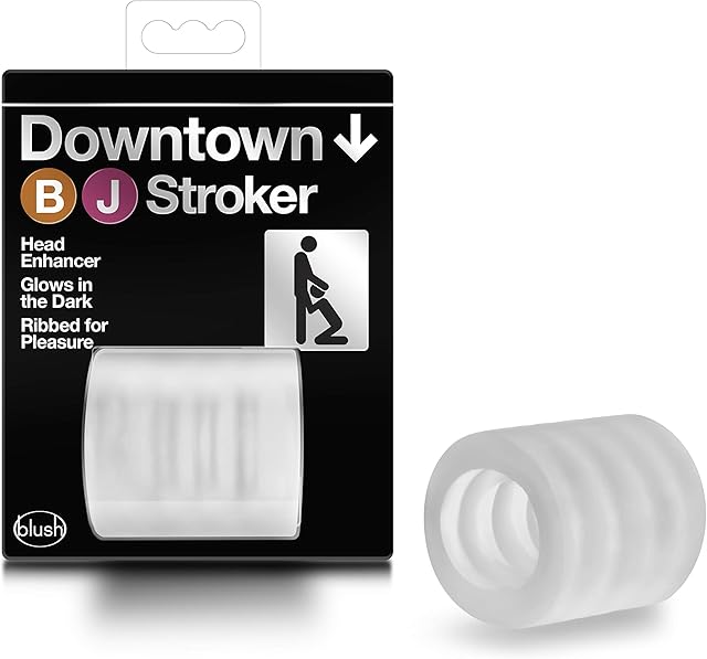 Blush Novelties X5 Men Downtown BJ Stroker - Oral Sex Enhancing Masturbator Ribbed Male Stroker - Use Solo Or with Your Partner - Ultra Soft Made from X5 Plus Sex Toy for Men and Couples - Clear