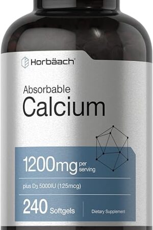 Horb?ach Calcium 1200 mg with Vitamin D3 | 240 Softgels | 5000 IU Vitamin D3 | Absorbable Calcium Supplement | Non-GMO, Gluten Free Calcium Supplement