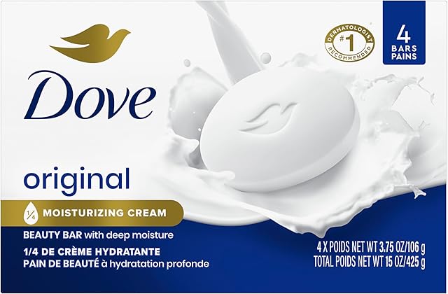 Dove Beauty Bar Soap Original 24 Count for Soft, Smooth Skin, with 1/4 Moisturizing Cream 375 oz
