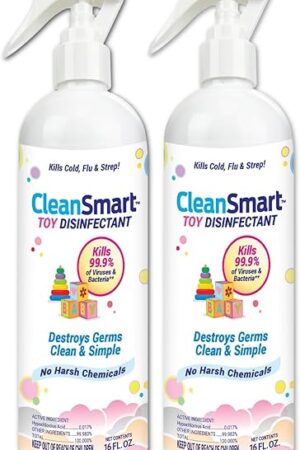CleanSmart Toy Disinfectant Spray Kills 999% of Viruses and Bacteria, Rinse Free, 16 oz Bottle, (Pack of 2)