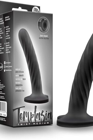 Blush Novelties Temptasia Twist Medium Silicone Dildo - 5.5 Inch Length and 1 Inch Width - Twisted Swirl for Added Friction - Heart Shaped Suction Cup Base and Harness Compatible - Sex Toy for Adults