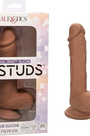 CalExotics Dual Density Silicone Studs 5 Inch Dildo with Sturdy Suction Cup - Brown - SE-0255-10-3