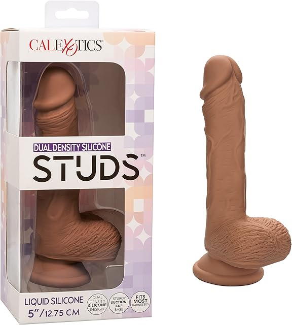 CalExotics Dual Density Silicone Studs 5 Inch Dildo with Sturdy Suction Cup - Brown - SE-0255-10-3