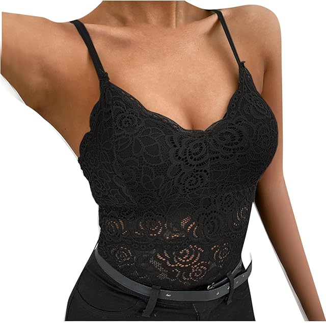 Women's Lace Bralette Sexy V Neck Unpadded Wirefree Longline Bra Strap Crop Tops Stretchy Camisoles Everyday Lingerie