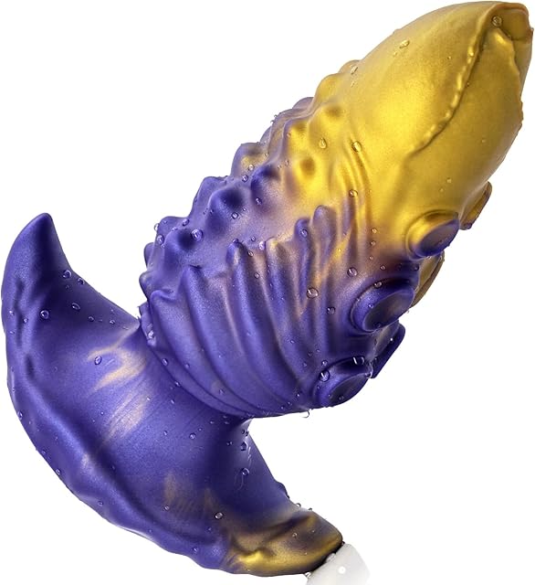 Anal Plug Butt Plug with Safe T-Base Mixed-Color Silicone Prostate Massager Monster Dilator with Multiple Textures Sex Toy for Women Men Masturbation (M)
