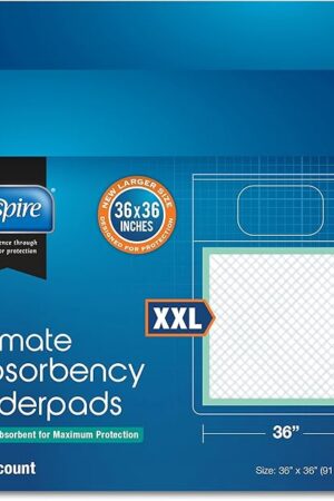 Inspire Extra Large Super Absorbent Disposable Bed Pads for Incontinence (36" X 36" Pack of 50) Ultra Thick and Absorbent Underpads Chux Adults, Puppies, Dogs Kids Furniture Protection