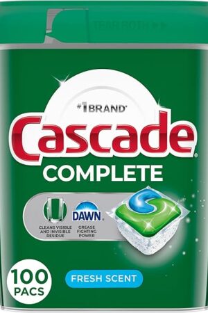 Cascade Complete Dishwasher Pods, Dishwasher Detergent, Dish Detergent Tab Tablets, Fresh, 100 Count