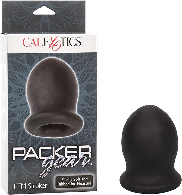 CalExotics Packer Gear FTM Stroker - Male Silicone Masturbation Sleeve - 2 Inch Adult Male Masturbator Sex Toy - Black