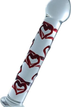 Glass Pleasure Wand with Mushroom Tip, Red Sweetheart