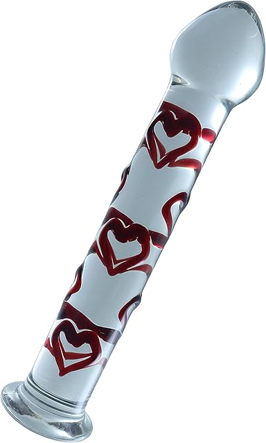 Glass Pleasure Wand with Mushroom Tip, Red Sweetheart