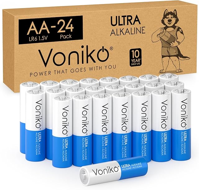 Voniko - Premium Grade AA Batteries - (24 Pack) - Alkaline Double A Battery - Ultra Long-Lasting, Leakproof 15v Batteries - 10-Year Shelf Life