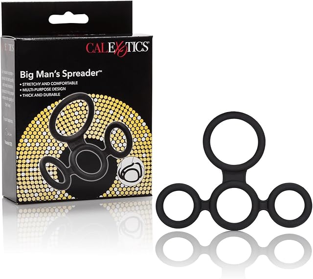 CalExotics Big Man's Spreader Silicone 4-Ring Design Erection Enhancer, Black (12754_Black)