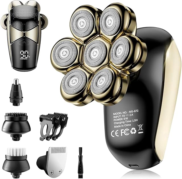 Head Shavers for Bald Men: 5-in-1 Electric Razor - IPX7 Waterproof Shaving Grooming Kit for Balder - Turbo Speed & Precision Blades