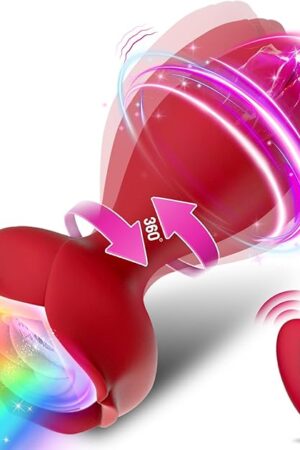 Anal Plug Rose Toy Sex Toys for Couples, Vibrating Butt Plug with 10 Vibration Modes & 360? Rotate Modes Adult Toys, Women Sex Toys Anal Vibrators Rose Sex Toy with Colorful Lighting