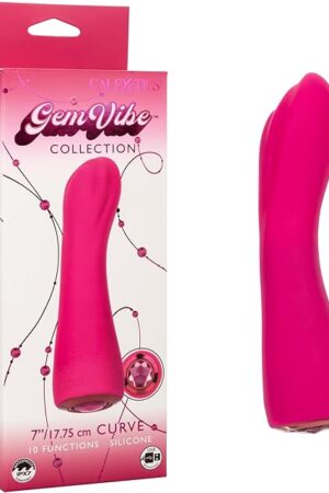 CalExotics Gem Vibe Collection Curve 10 Functions Rechargeable G Spot Vibrator for Women, Fully Waterproof and Body Safe Silicone - SE-4510-55-3
