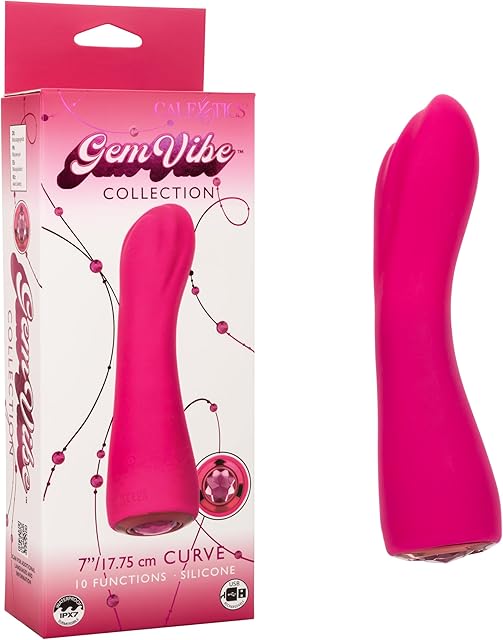 CalExotics Gem Vibe Collection Curve 10 Functions Rechargeable G Spot Vibrator for Women, Fully Waterproof and Body Safe Silicone - SE-4510-55-3