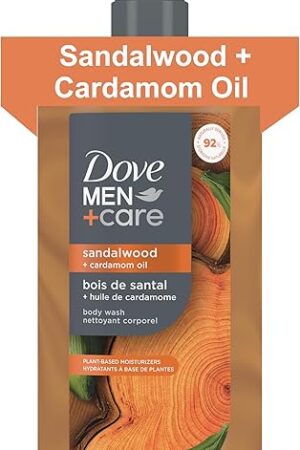 DOVE MEN + CARE Body Wash Sandalwood & Cardamom Oil Plant-Based Moisturizing Body Wash for Men, 26oz