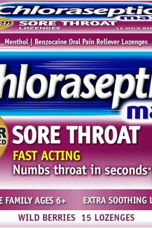 Chloraseptic Max Strength Sore Throat Lozenges, Wild Berries, 15 Count, 1 Pack