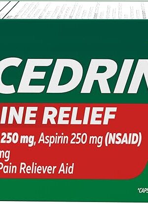 Excedrin Migraine Relief Caplets for Migraine Symptoms, Acetaminophen 250mg, Aspirin 250mg, Caffeine 65mg, Pain Reliever, 200 count