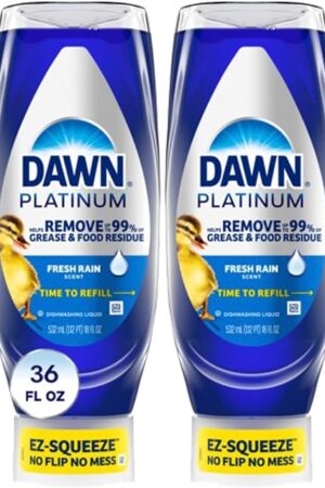 Dawn Platinum EZ-Squeeze Dish Soap, Dishwashing Liquid, Fresh Rain, 2x18oz Bundle