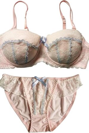 Kawaii Sexy Lingerie Set For Women Cute Bow Lace Bras And Panty Plus Size Up Teen Lolita Underwear