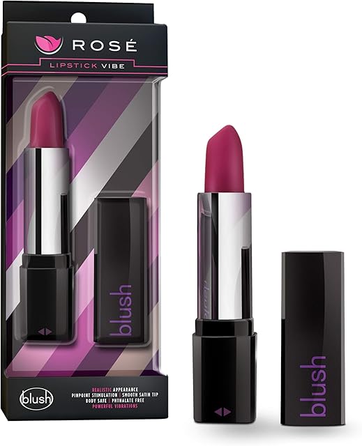 Blush Ros? Lipstick 4" Mini Pocket Vibrator, Satin Smooth Tip - Discreet Quiet Bullet Stimulator - Personal Intimate Zone Massager, Clit & Pussy Pleaser - Pleasurable Adult Sex Toy for Women - (Black)