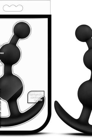 Blush Luxe 5.25" Be Me 3 Silicone Beaded Butt Plug, Beginners Ultrasilk Satin Smooth Flexible Anal Trainer & Prostate Massager, EZ Handle, Body-Safe - Adult Sex Toy for Women, Men, Couples - (Black)