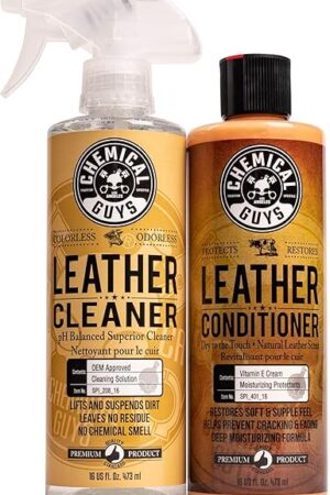 Chemical Guys SPI_109_16 Leather Cleaner and Conditioner Kit for Use on Leather Apparel, Furniture, Car Interiors, Shoes, Boots, Bags & More (2 - 16 fl oz Bottles)