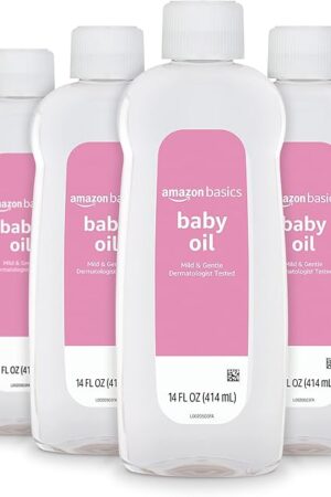 Amazon Basics Baby Oil, Mild & Gentle, Dermatologist Tested, 14 Fl Oz (Pack of 4) (Previously Solimo)
