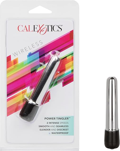 CalExotics Power Tingler Bullet Vibrator, Waterproof 2-Speed Mini Vibrating Massager Silver SE-0063-00-2