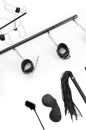 BDSM Bondage Kit Sex Bondage Restraints Sex Toy with Spreader Bar, Whip, Ball Gag, and Adjustable Handcuffs, Ankle Restraints, Sex Restraints Set for Women Men and Couples Ultimate Bondage Sensation