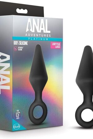 Blush Novelties Anal Adventures Platinum Silicone Plug - Tapered Butt Plug for Safe Anal Training - Comfortable Loop Base for Easy Removal and Long-Term Wear - Bum Trainer Sex Toy for Him Her Couples