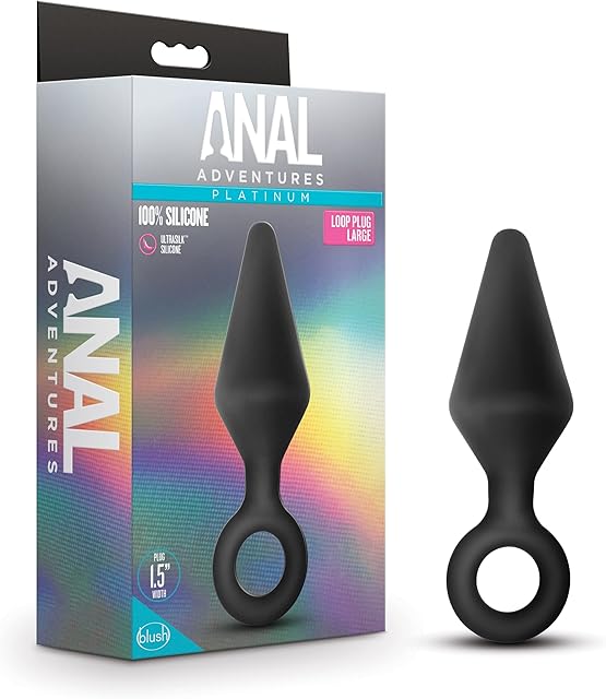 Blush Novelties Anal Adventures Platinum Silicone Plug - Tapered Butt Plug for Safe Anal Training - Comfortable Loop Base for Easy Removal and Long-Term Wear - Bum Trainer Sex Toy for Him Her Couples