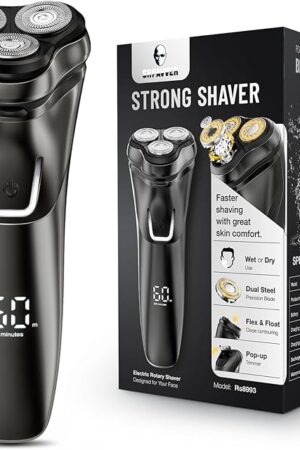 Electric Razor for Men Cordless: Wet/Dry Rotary Shaver Waterproof - USB Fast Charging & Sensitive Skin Care - Pop up Trimmer & Precision Blades Ink Black