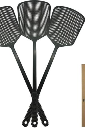 Fly Swatter Multi-pacl Manual, Flexible & Heavy Duty Fly Swatters Thick Handle, Black 3 Pack