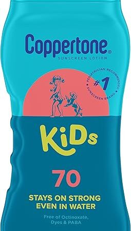 Coppertone Kids Sunscreen Lotion SPF 70, Water Resistant Sunscreen for Kids, 8 Fl Oz Bottle