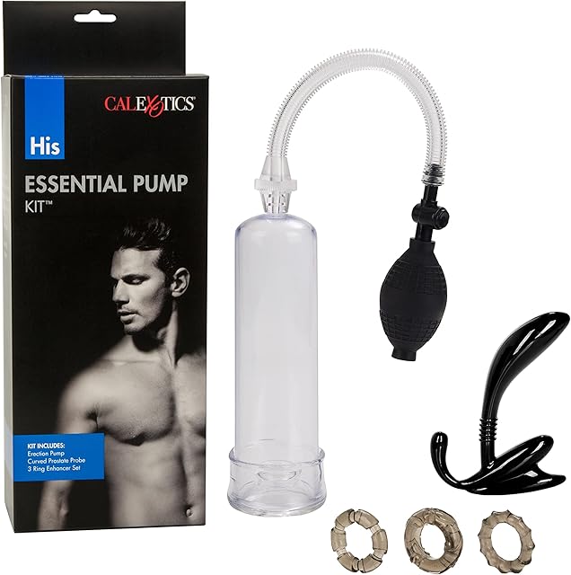 CalExotics His Essential Pump Kit - Penis Pump, 3 Rings and Anal Butt Plug Included - SE-1987-10-3