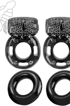 Vibrating Cock Ring Pleasure Penis Ring Vibrator Clitoral Stimulator Penis Erect Erection Enhance Couples Adult Male Sex Toys for Longer Harder Stronger (Pitch-Dark)