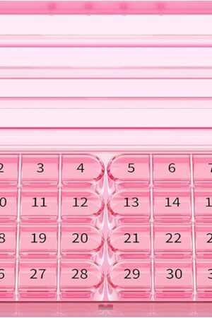 Zoksi Monthly Pill Organizer 1 Time a Day, 30 Day Pill Box Organizer Once a Day, One Month Large Pill Case for Travel, 31 Day Daily Medcine Container for Vitamins, Supplement & Medication (Pink)