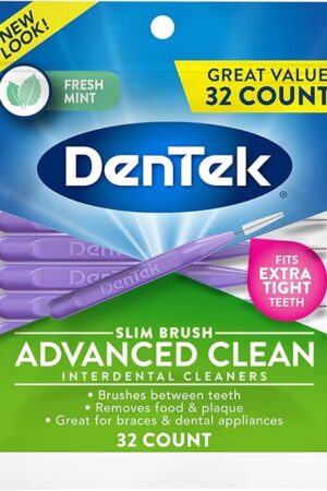 DenTek Slim Brush Advanced Clean Interdental Cleaners, Extra Tight, 32 Count