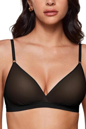 Women's Cosnufy Sheer Triangle Bralettes - Unlined Mesh Sexy Comfortable No Padding Bras No Underwire