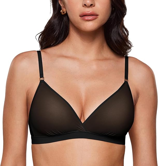 Women's Cosnufy Sheer Triangle Bralettes - Unlined Mesh Sexy Comfortable No Padding Bras No Underwire
