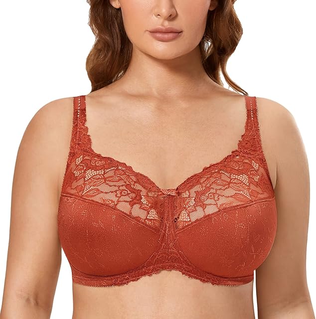 Women's Lace Wireless Plus Size Bra Sexy Full Coverage Unlined Bralette