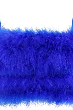 Women's Faux Fur Crop Top Spaghetti Strap Tube Tops Strappy Cami for Concert Club Party