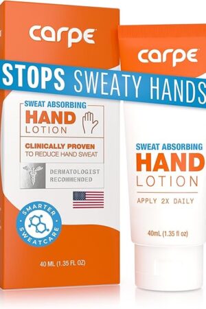Carpe Sweat Absorbing Hand Lotion, A dermatologist-recommended smooth lotion that helps stop hand sweat, Great for hyperhidrosis (Original Eucalyptus)