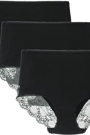 Women's Cotton Lace Underwear High Waisted Brief Comfort Full Coverage Panty Multipack