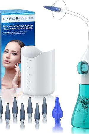 Ear Wax Removal, Ear Cleaner, Ear Cleaning Kit, FSA HSA Eligible, Manual Ear Irrigation Flushing System, Ear Wax Removal Kit, Safe and Effective to Clean Ear Built Up Wax