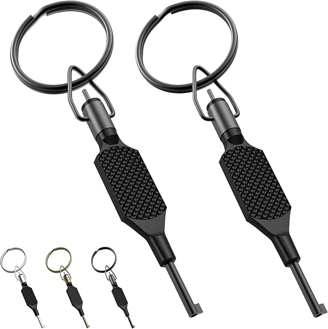 Flat Swivel Handcuff Key, Universal Cuff Key with Detachable Keyring Fits for Standard Series of Hand Cuff - 2 Pack