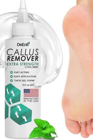 DeEnti Callus Remover for Feet, Extra Strength Foot Callus Remover Gel, 8oz Salon Grade Home Pedicure Supplies for Dry Skin, Cracked Heel, Professional Strength Foot Care, Cool Mint
