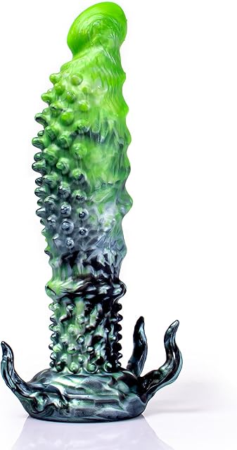 Fantasy Dildo with Devil's Tentacle - Liquid Silicone Anal Plug with Powerful Suction Cup G-Spot Stimulation for Men Women, Waterproof Sex Toy Unisex Thrusting Dildo (A107XL-LH)